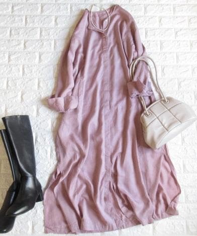 ジャーナルスタンダード レリューム 微光沢とろみ シャツワンピース くすみピンク