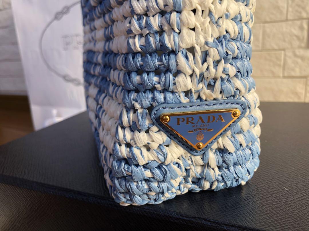 2023年★新作★新品★PRADA ストライプラフィアスモール　トートバック