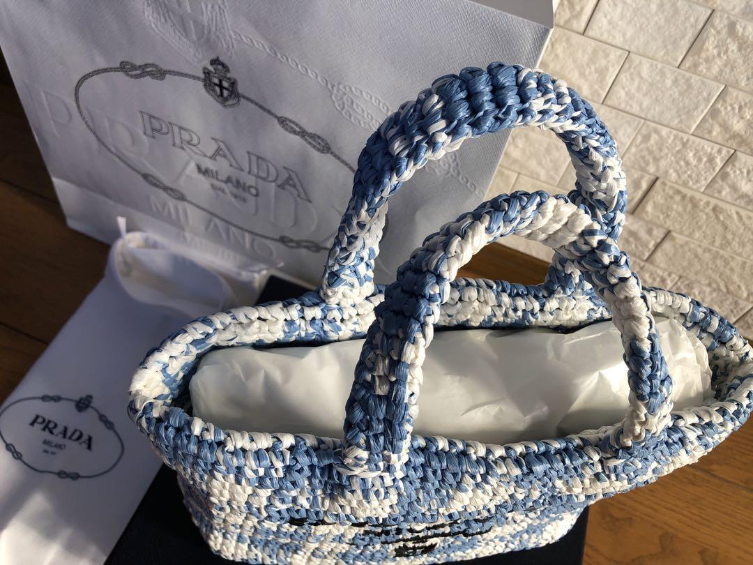 2023年★新作★新品★PRADA ストライプラフィアスモール　トートバック