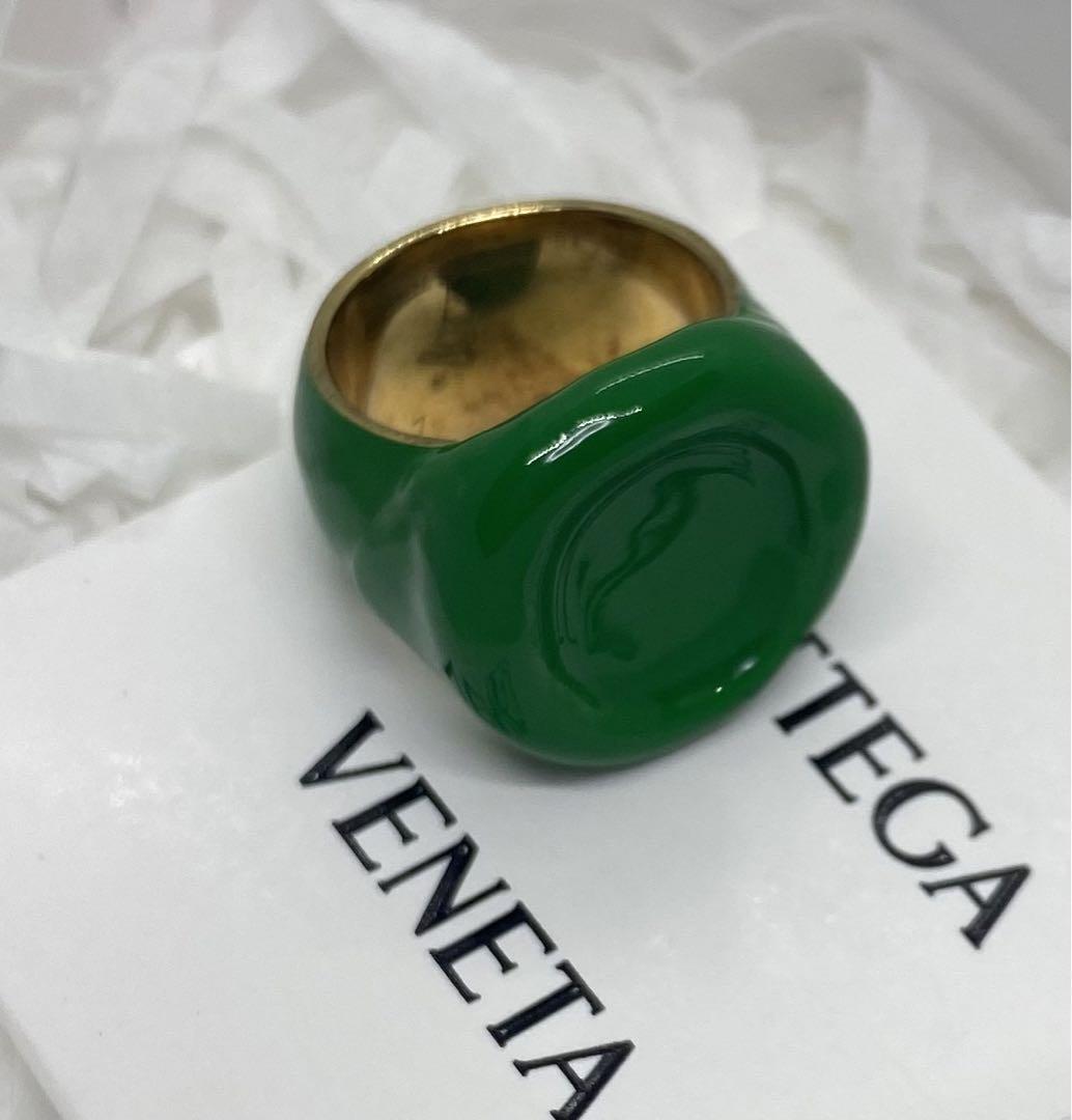 BOTTEGA VENETA  グリーン&ゴールドsealリング 17号