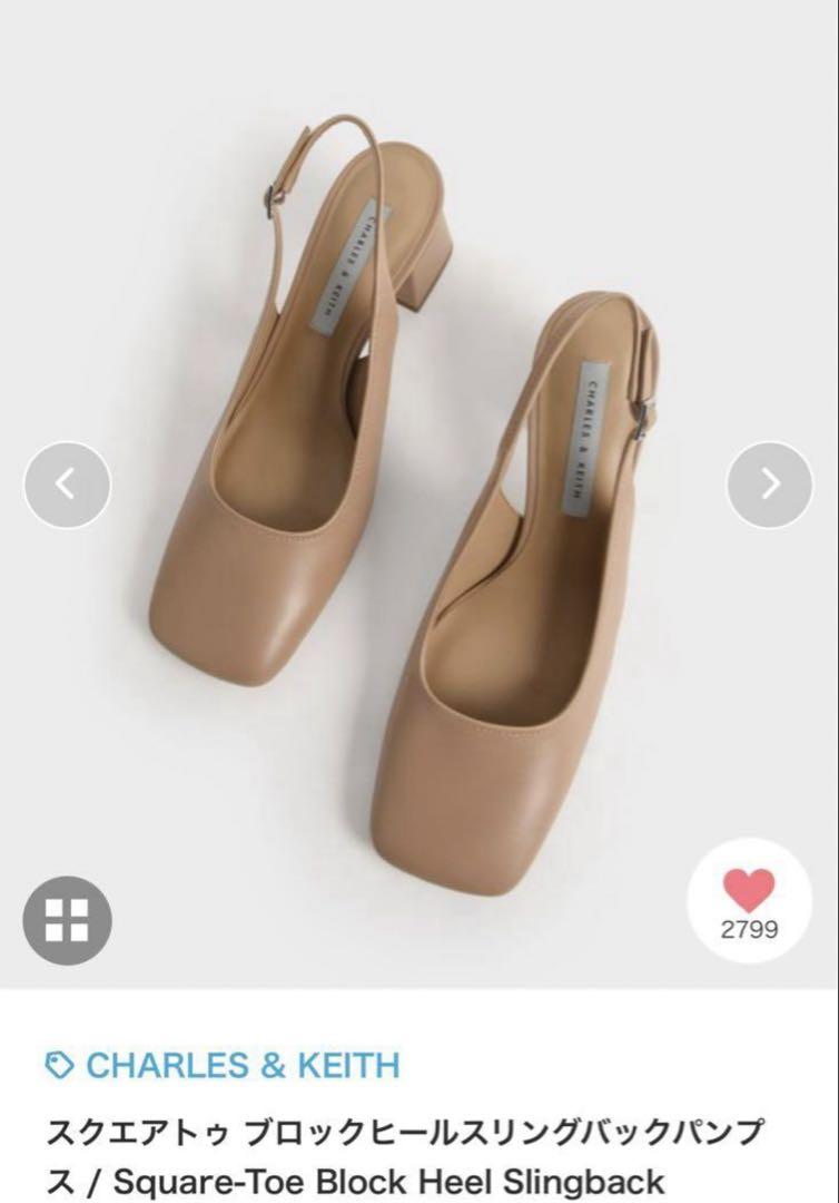 くるみもち  CHARLES & KEITH スクエアトゥ パンプス 25