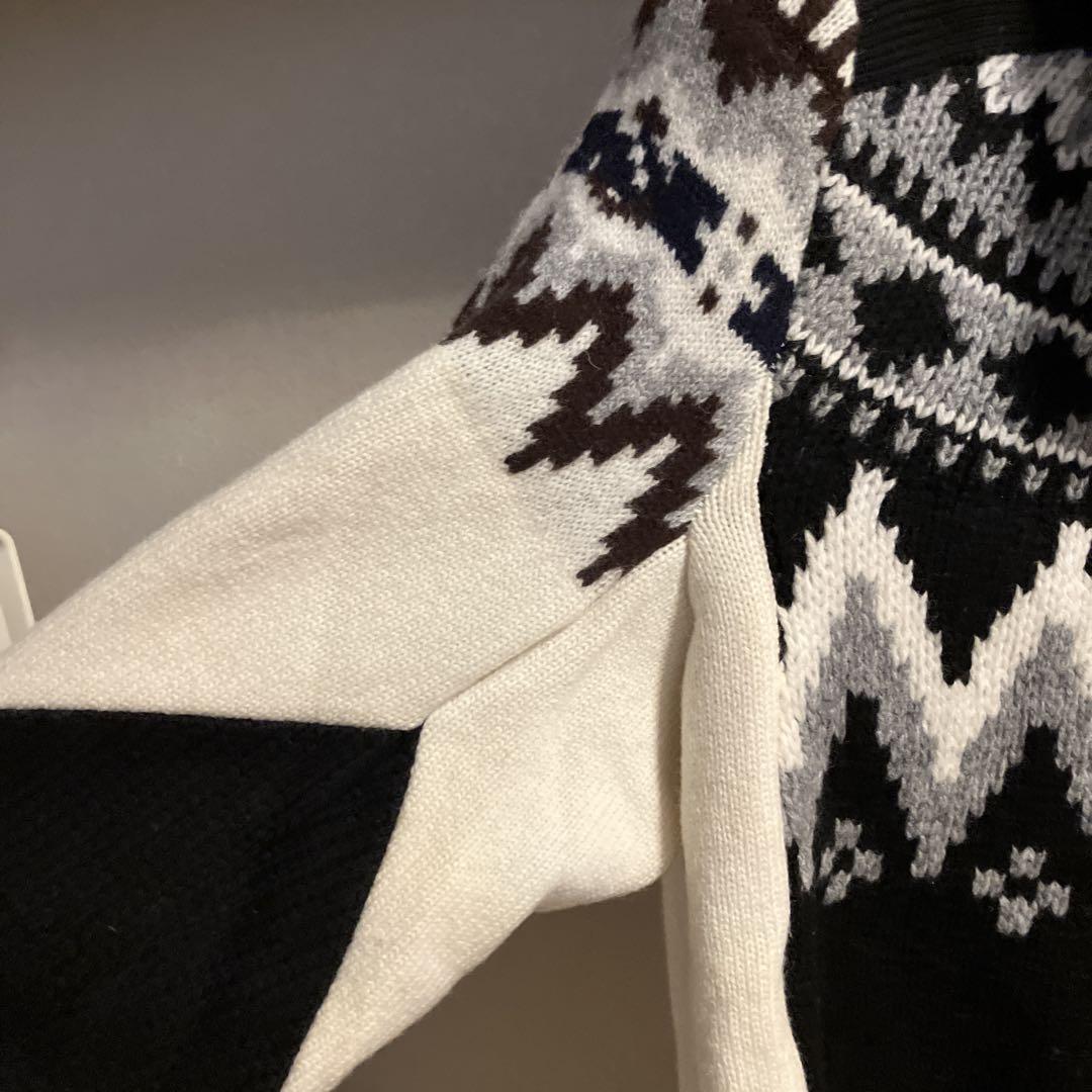【新品】sacai フェアアイル柄 タートルネック（取外し可）ニット 新品】sacai フェアアイル柄 タートルネック（取外し可）ニット