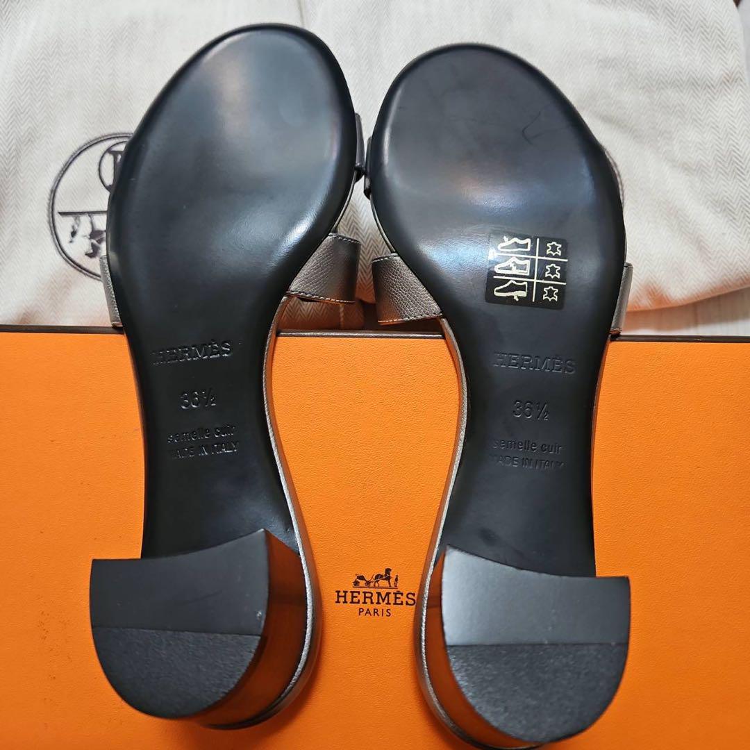 HERMES エルメス オアジス シルバー23.5cm 箱・保存袋付