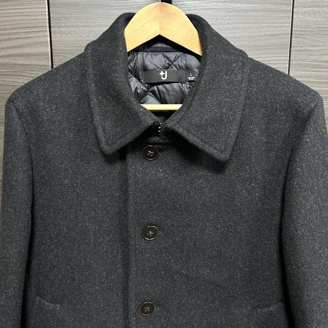 美品 UNIQLOユニクロ ＋J ステンカラーコート 裏地キルティング L