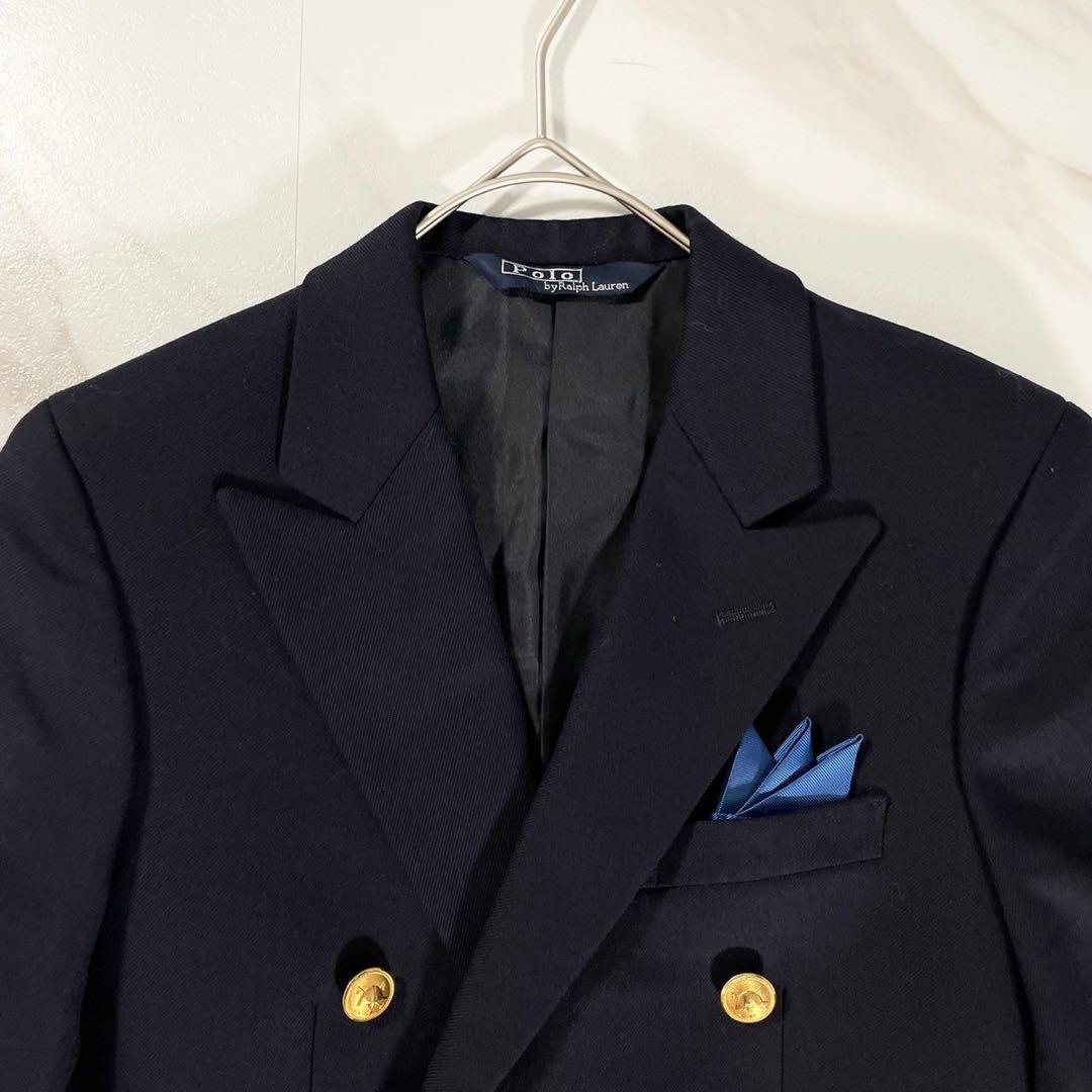 ラルフローレン　Ralph Lauren 金ボタン紺ブレザー130 美品 美品】ポロラルフローレン 紺色ブレザー 紺ブレ ダブル 金ボタン