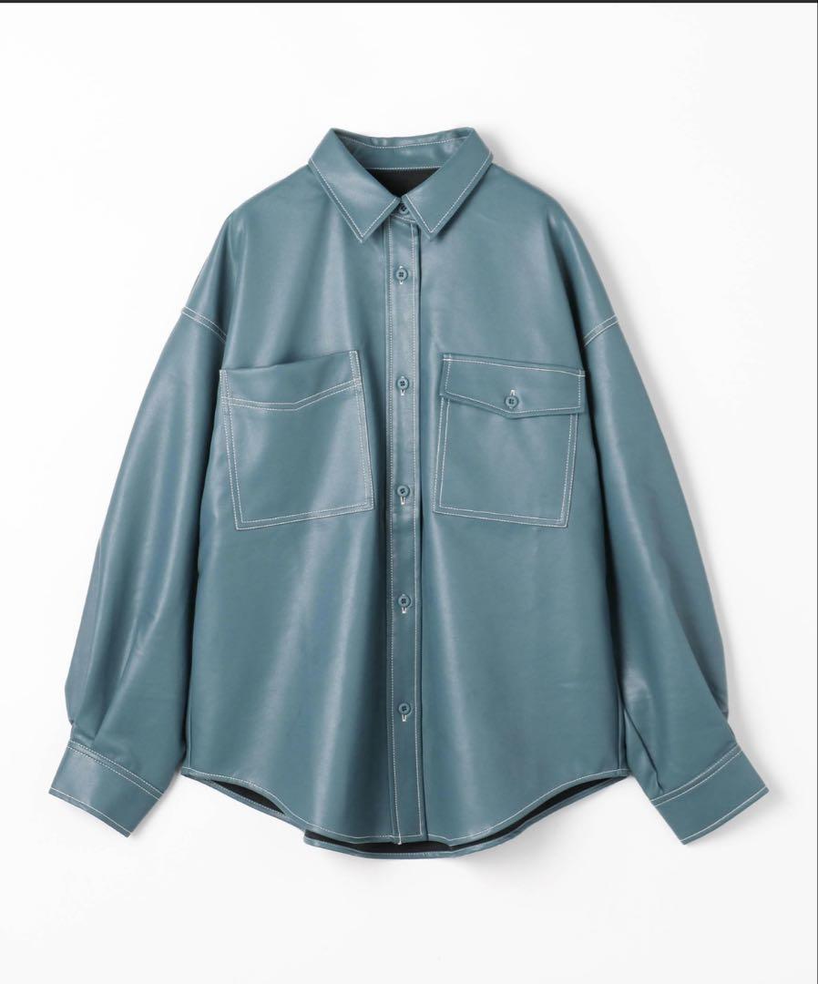 NICOLE CLUB フェイクレザーCPOシャツ