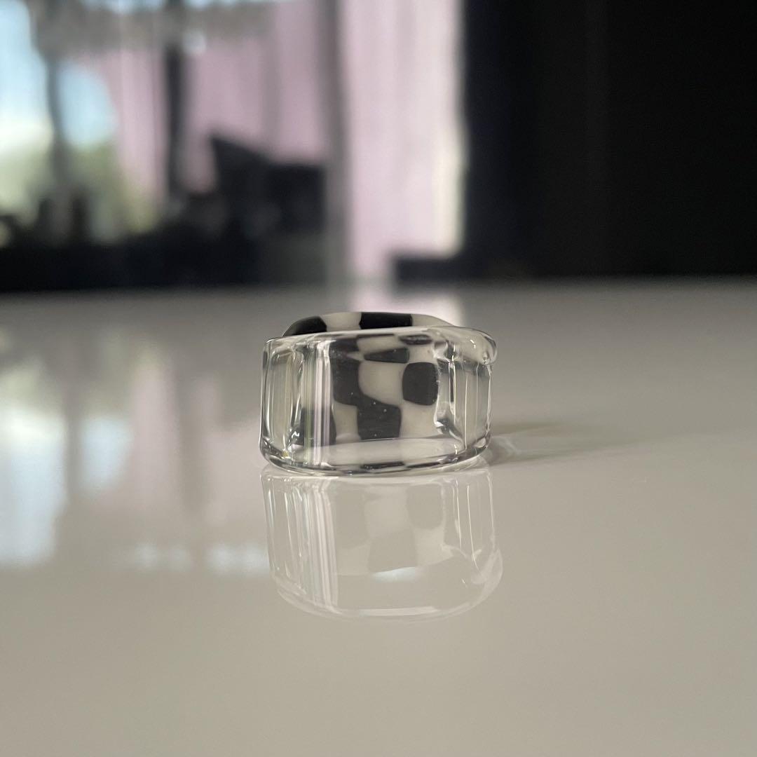 checker glass ring | yurikaakutsu