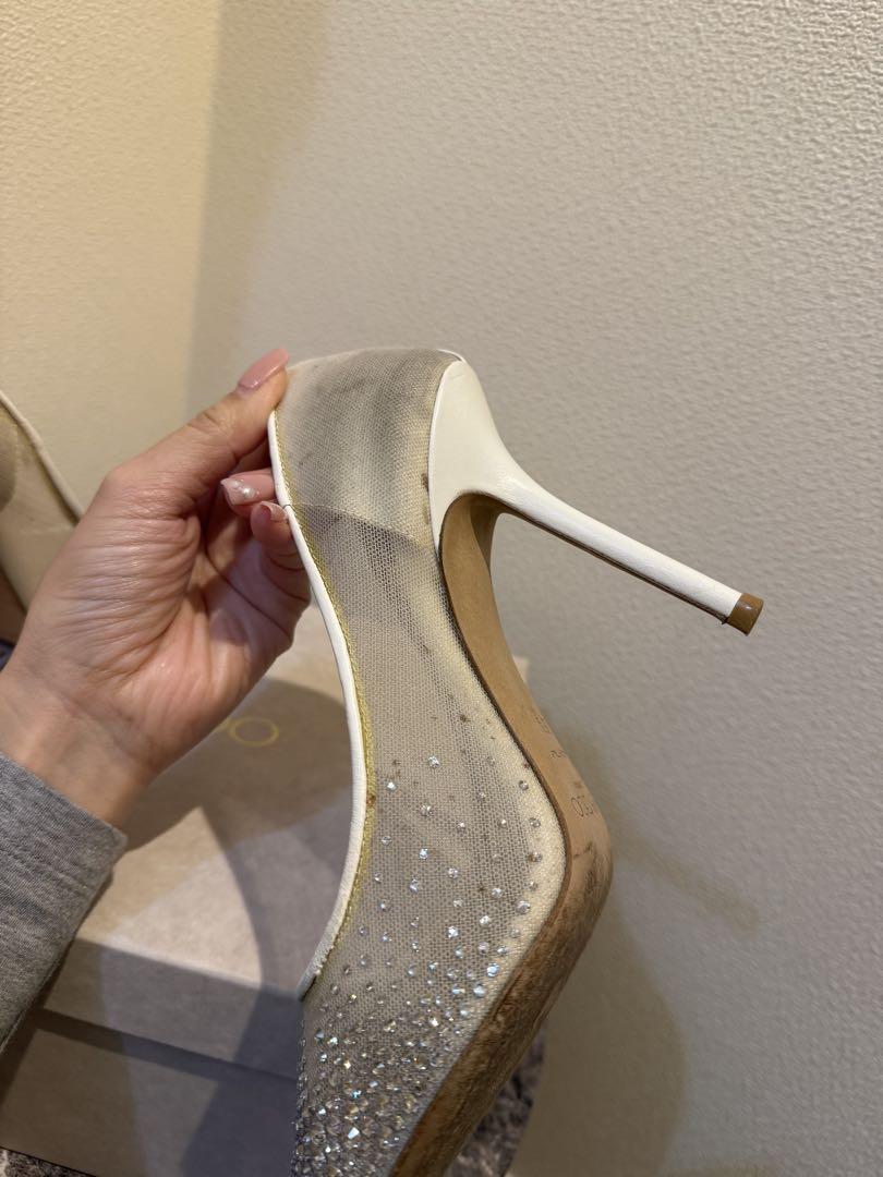 Jimmy Choo シルバー ストーン装飾 23.5センチ - 靴オンライン