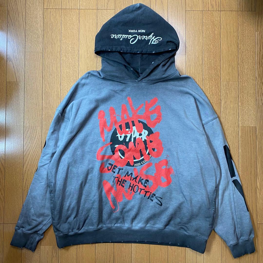 【SALE/76%OFF】Hyper Couture オーバーサイズ ダメージ プリントパーカー