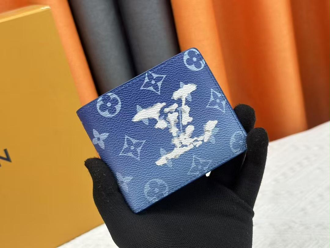 ルイ?ヴィトン メンズ ブルー 二つ折りコンパクト財布