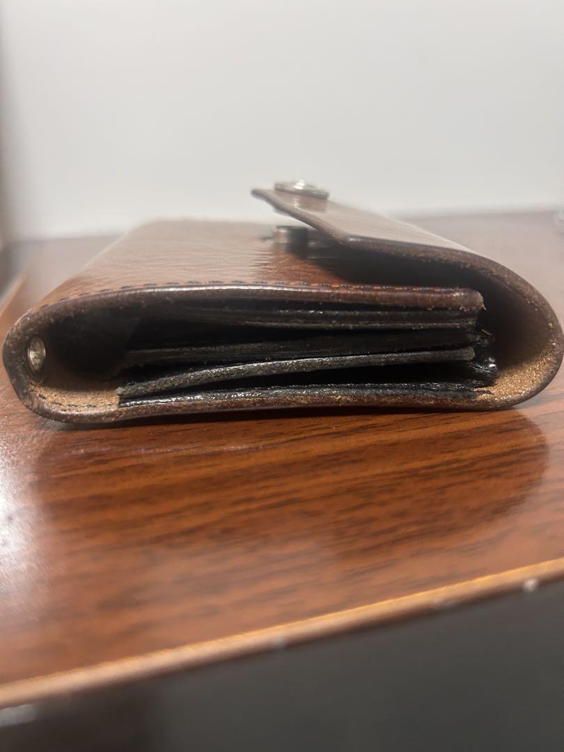 Schott レザー製三つ折り財布 ブラウン