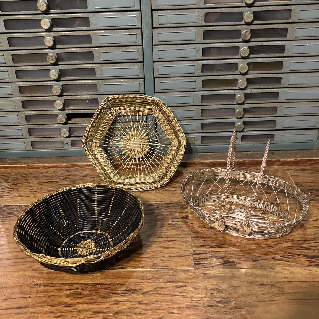 収納 カゴ 果物 小物入れ バスケット3つセット