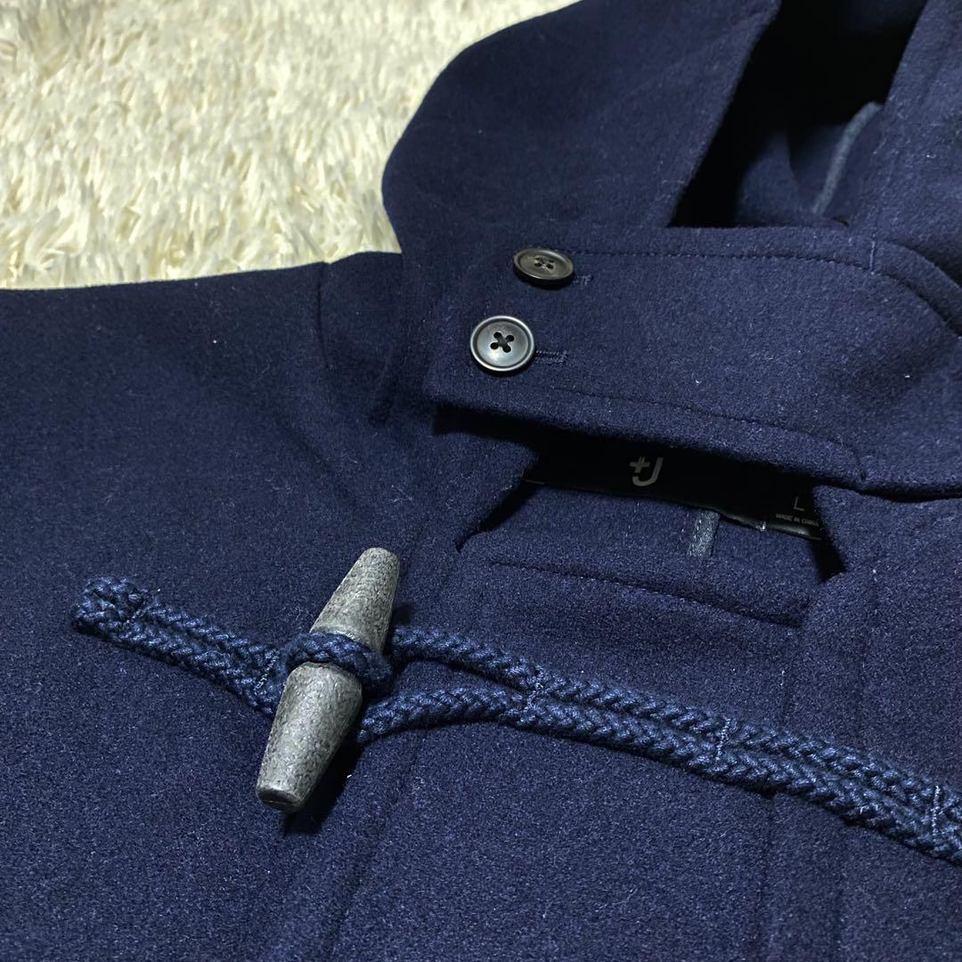 美品 ユニクロ +J ウールオーバーサイズダッフルコート L ネイビー