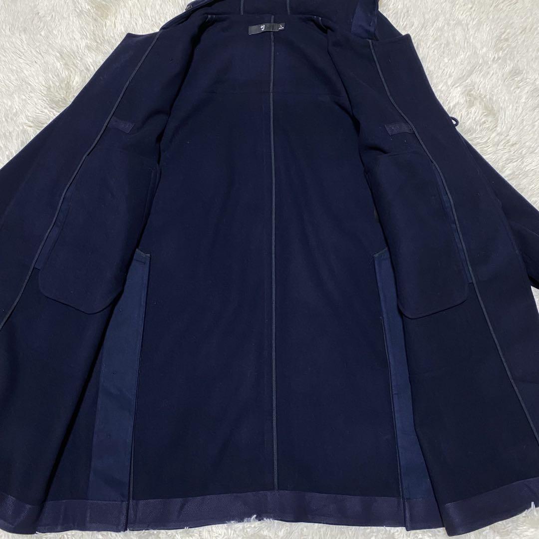 美品 ユニクロ +J ウールオーバーサイズダッフルコート L ネイビー