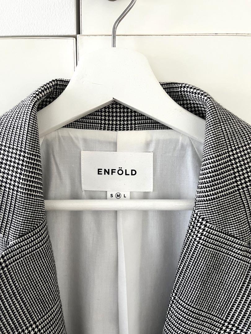 ENFOLD エンフォルド  ドゥーズィエムクラス　グレーロングコート　チェック