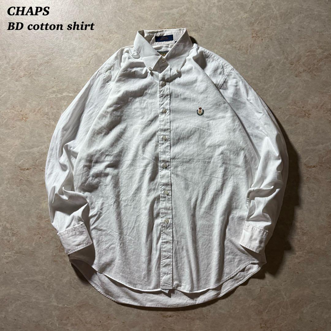 CHAPS BD cotton shirtホワイト古着CBOY美品レア当時物白