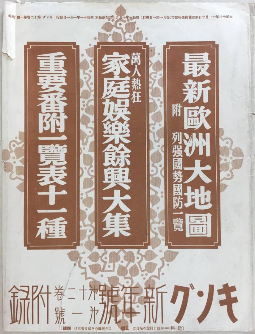 [番付表]：[キング新年号・昭和11(1936)・3点]／各界重要番付一覧表