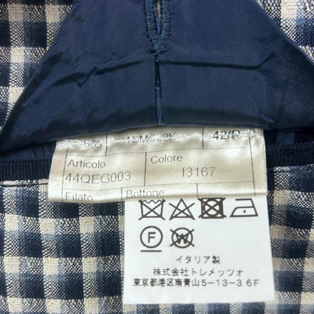 美品　タリアトーレ　モンテカルロ　春夏ジャケット　シルク混　現行品　チェック　紺
