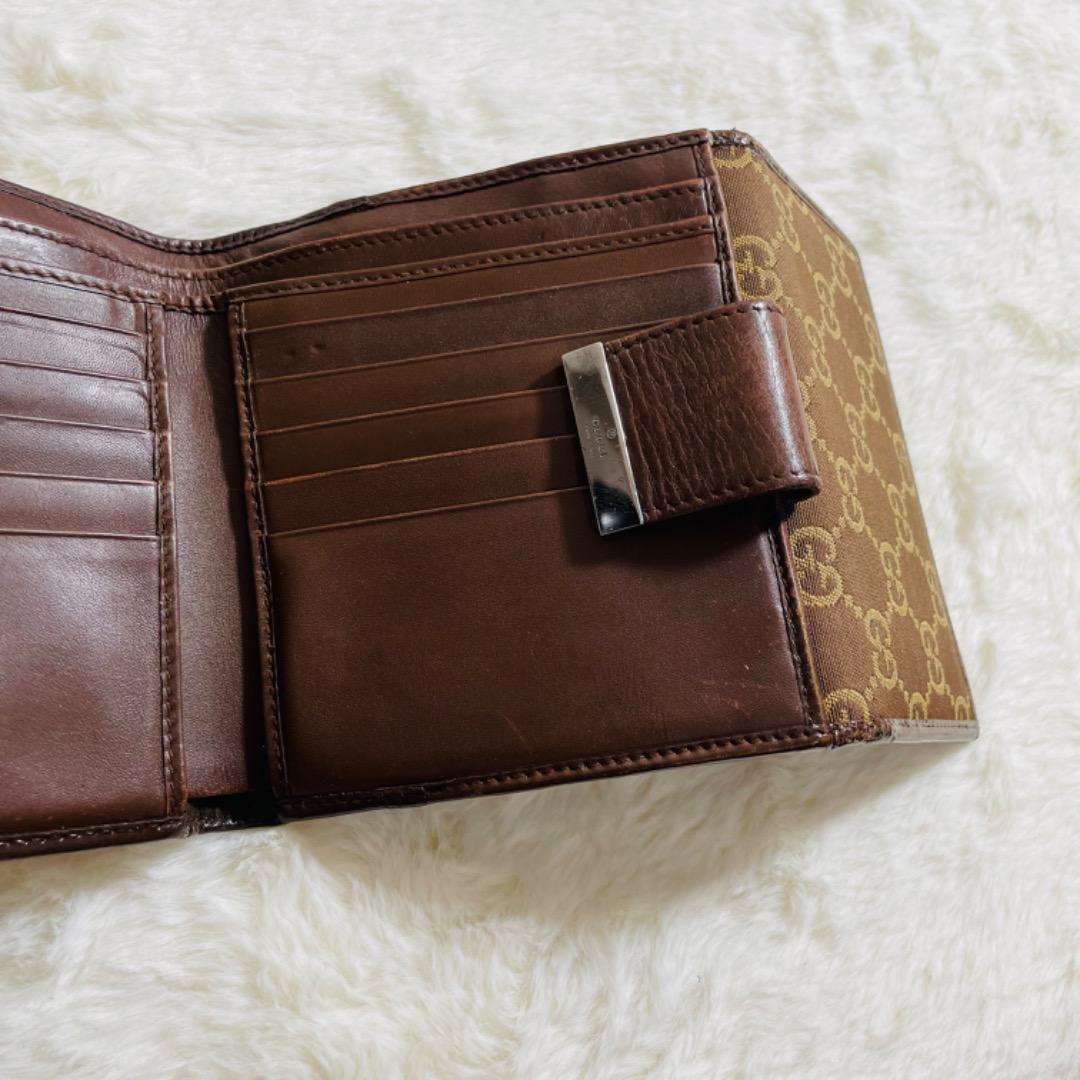 希少 GUCCI グッチ 二つ折り 財布 キャンバス レザー メンズ 希少 GUCCI グッチ 二つ折り 財布 キャンバス レザー メンズ