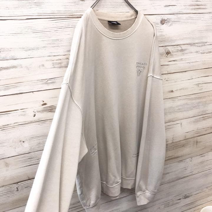 極細繊維クロス 《希少》NBA☆スウェット 2XL 刺繍ロゴ オフホワイト