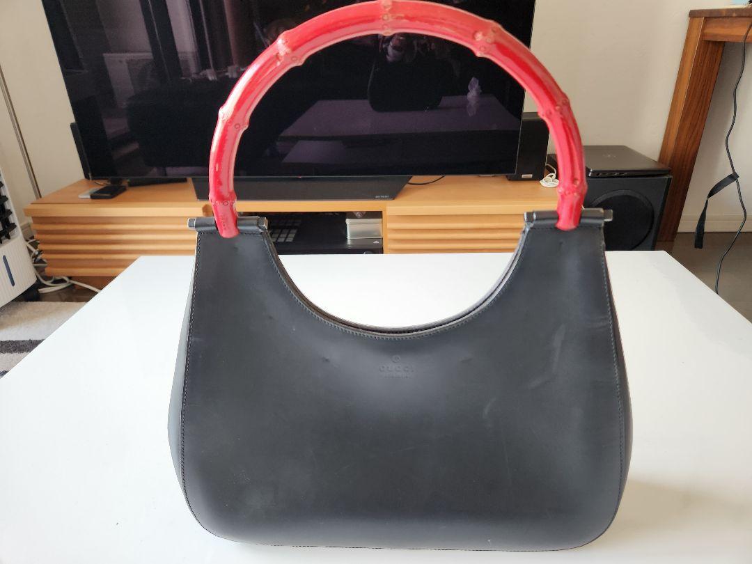 GUCCI グッチ/バンブーストラップショルダー/コーティング/ブラック GUCCI グッチ/バンブーストラップショルダー/コーティング/ブラック