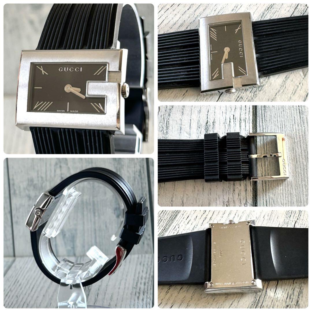 【希少】グッチ GUCCI 腕時計 100L ブラック シルバー レディース 画像2