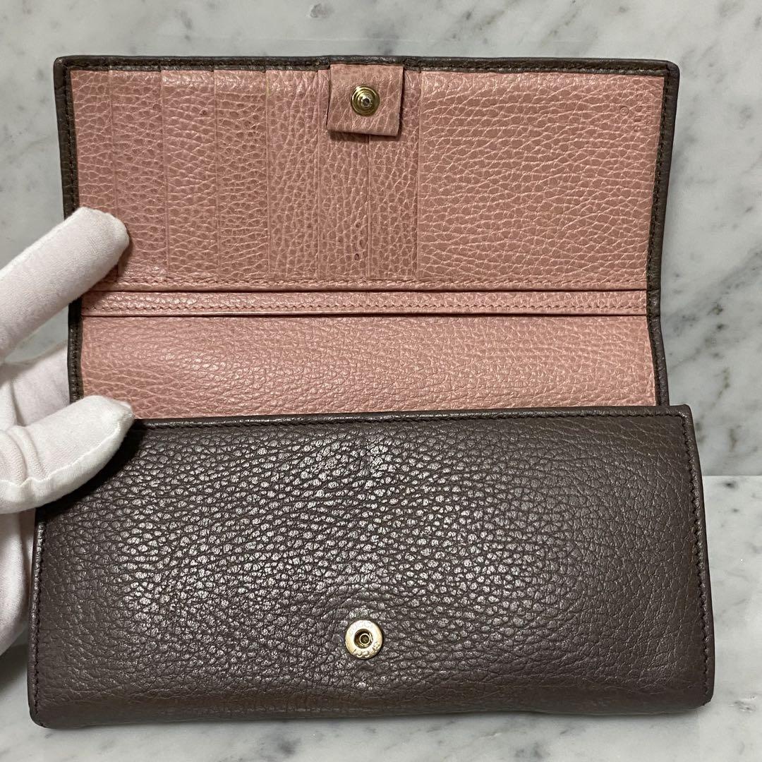 激安超特価 最大80%オフ  レザー 本革 厚手 長財布 グッチ GUCCI グレー Italy 筆記体ロゴ 小物
