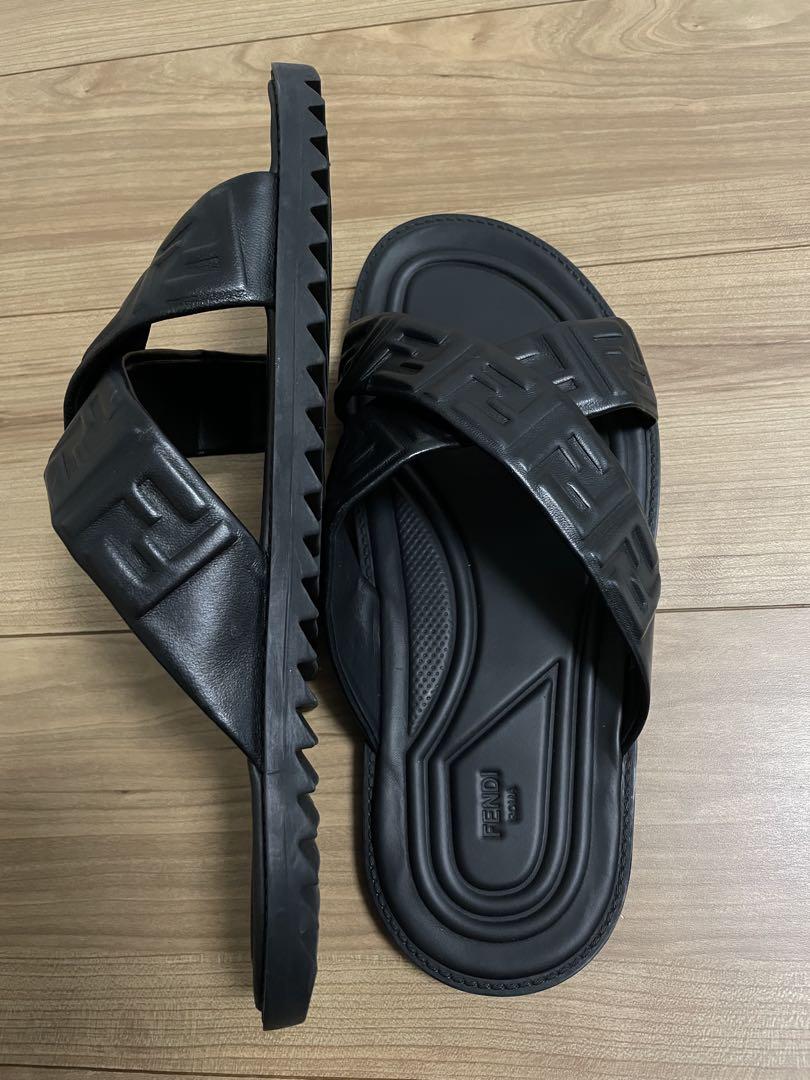 【FENDI】エンボス加工 ズッカ柄 クロスベルト サンダル 27cm