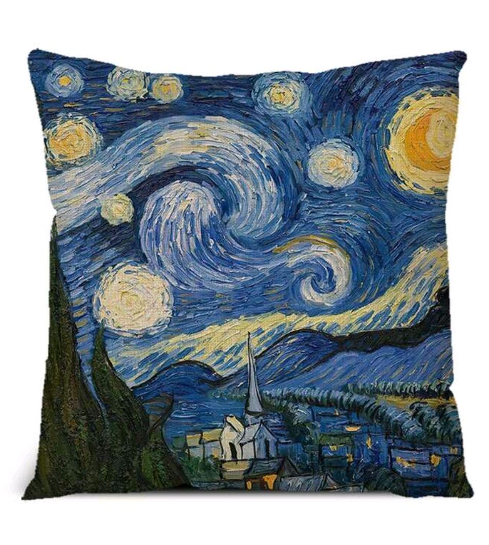 海外アート 絵画 ゴッホ 名画 星月夜 厚手 クッションカバー 45×45