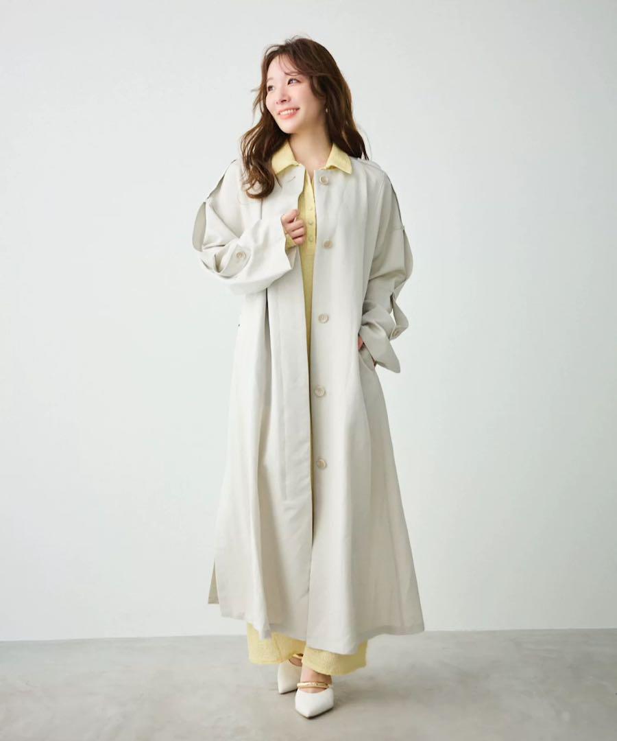 Aimeine ノーカラートレンチコート