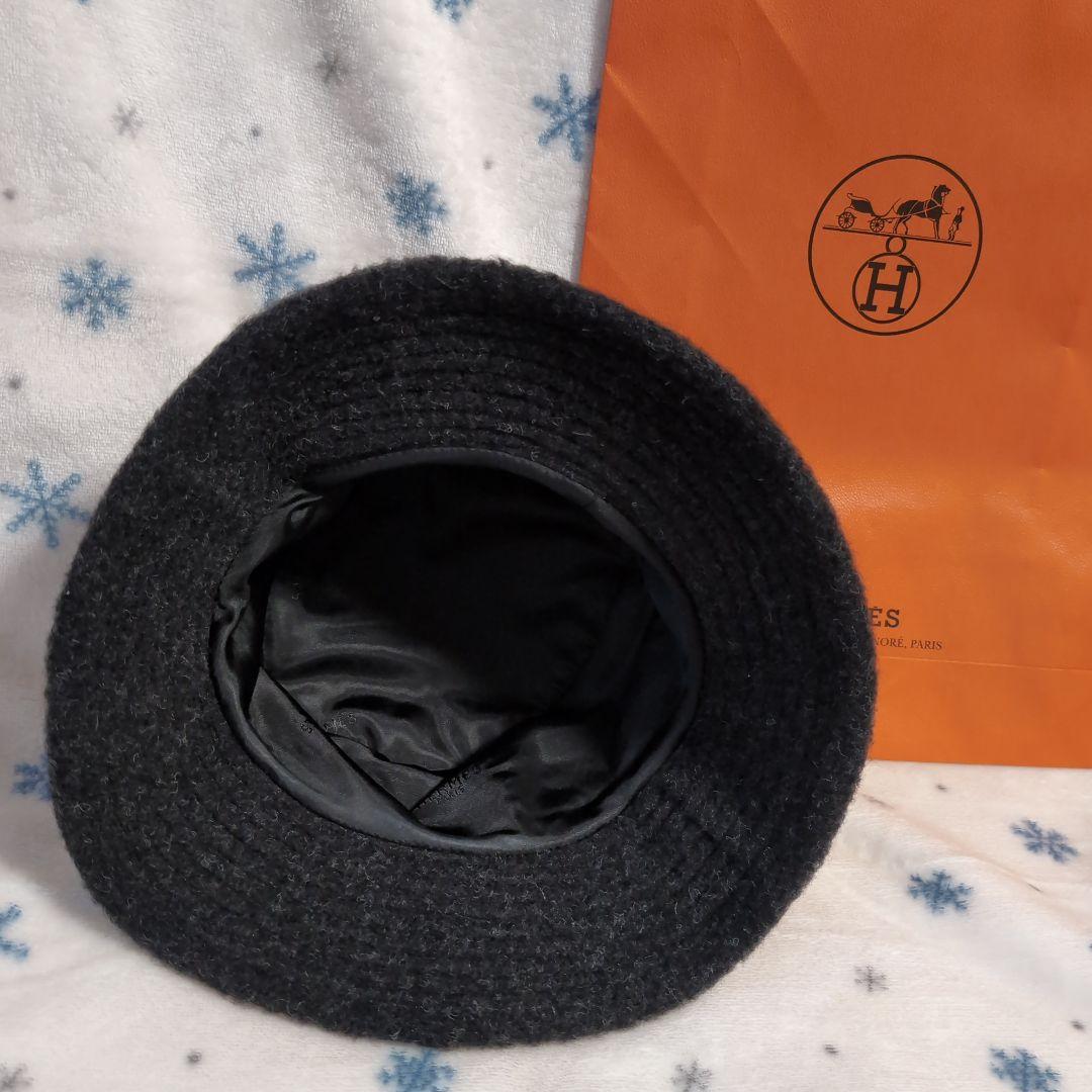 HERMES　エルメス　バケットハット　帽子　濃茶✕黒　ウール