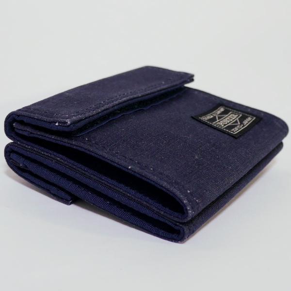 ポーター PORTER ダック 財布 ネイビーコットン ダブルフラップウォレット
