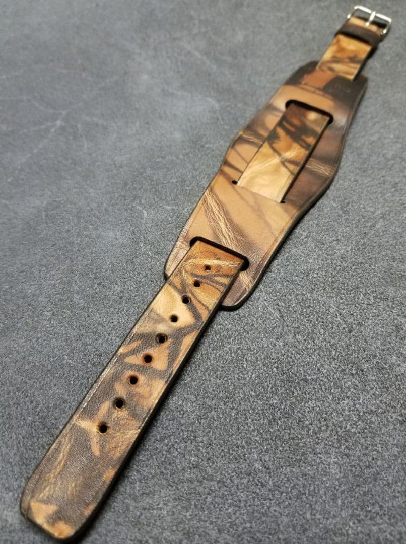 奄美泥染め革 18mm BUNDと引通しベルト 裏側3M防水革