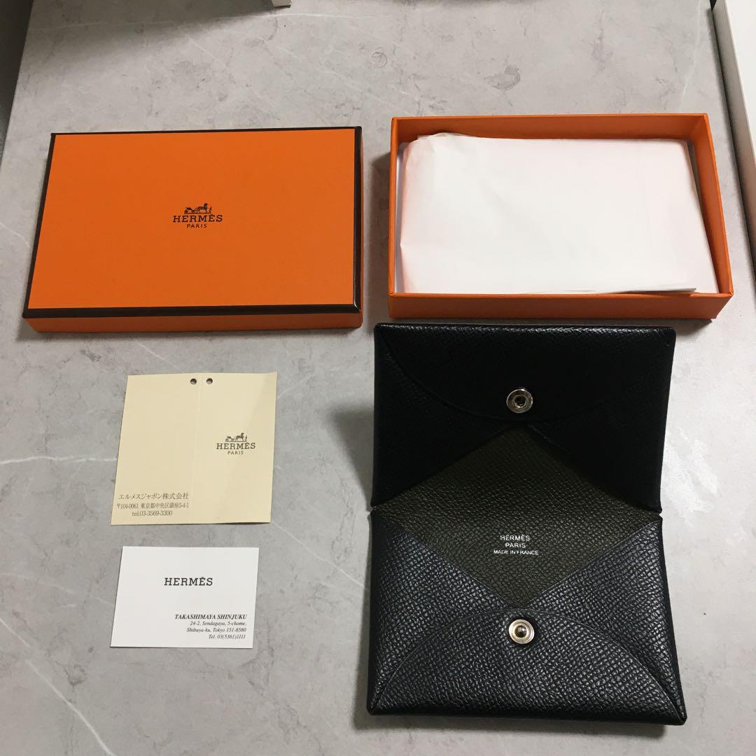 HERMES ブラック レザー カードケース
