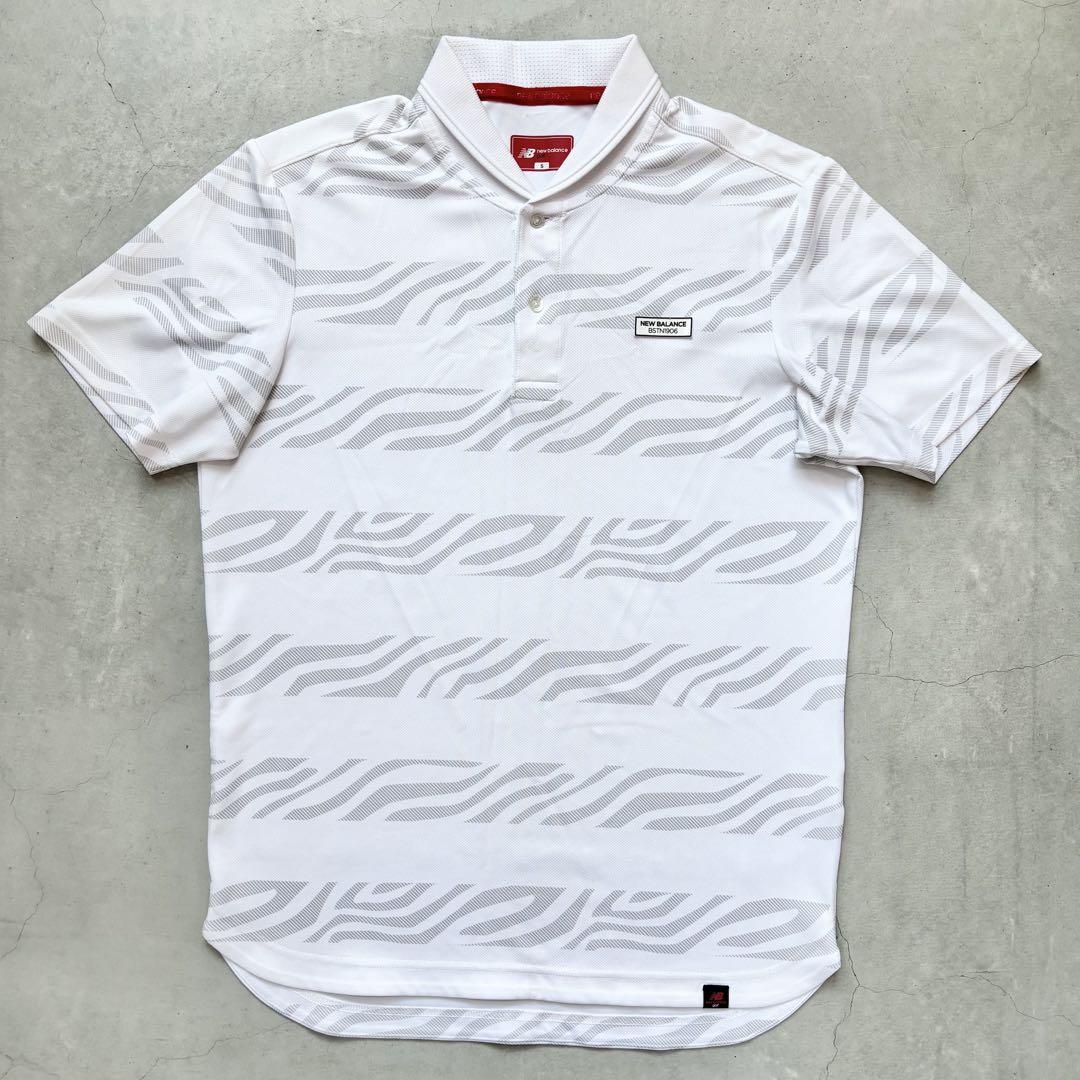 【美品】NEW BALANCE GOLF ゼブラボーダー柄 半袖ポロシャツ L