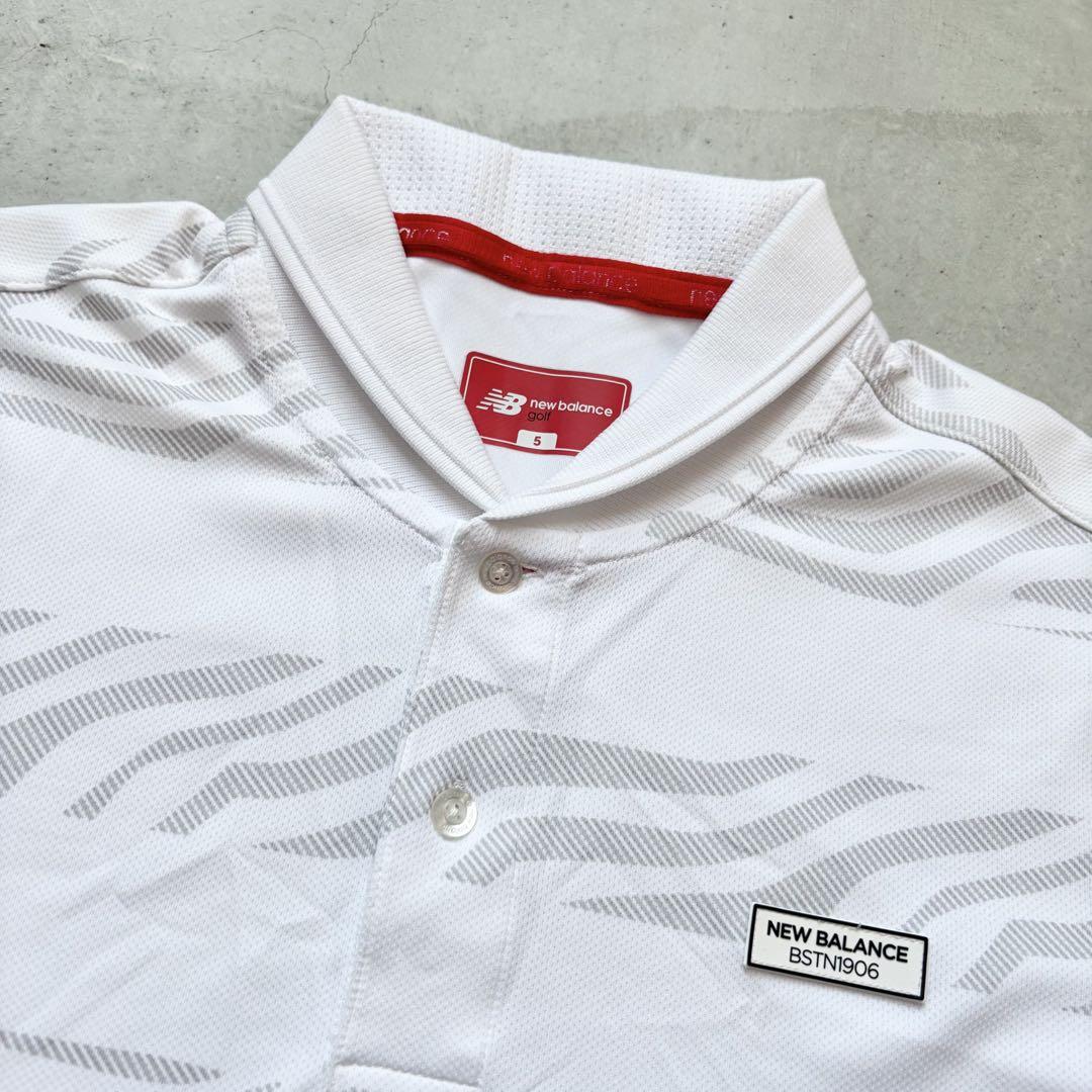 【美品】NEW BALANCE GOLF ゼブラボーダー柄 半袖ポロシャツ L