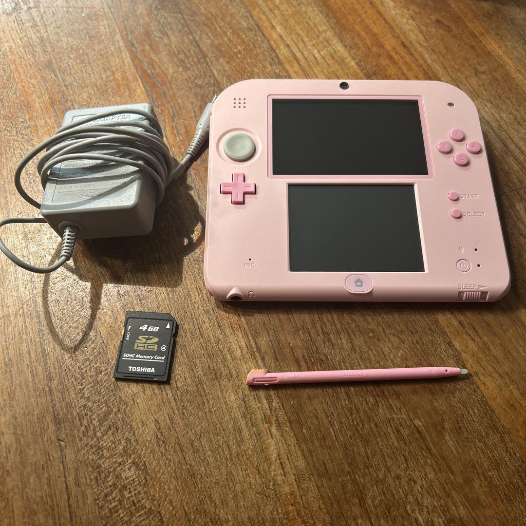 ニンテンドー2DS 本体 ピンク 充電器 タッチペン sdカード付き