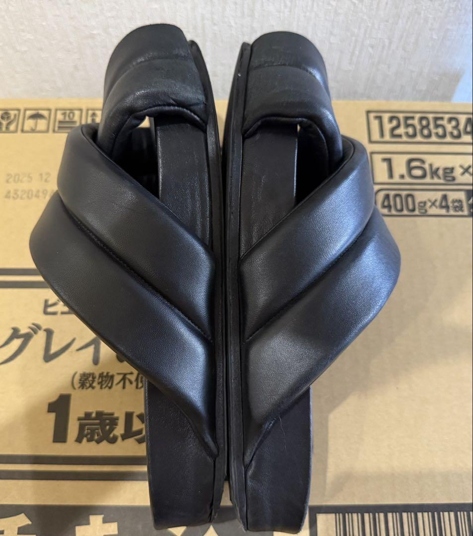 最安値】Jil Sander ジルサンダー パデッド レザー サンダル 44