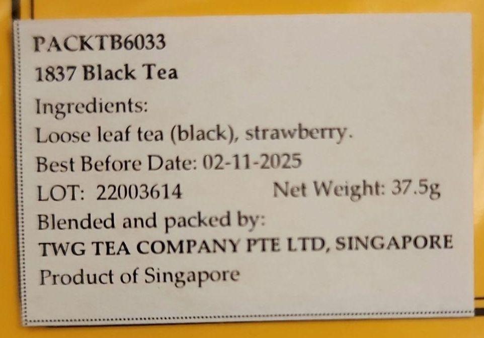 TWG TEA 1837 BLACK TEA 1箱