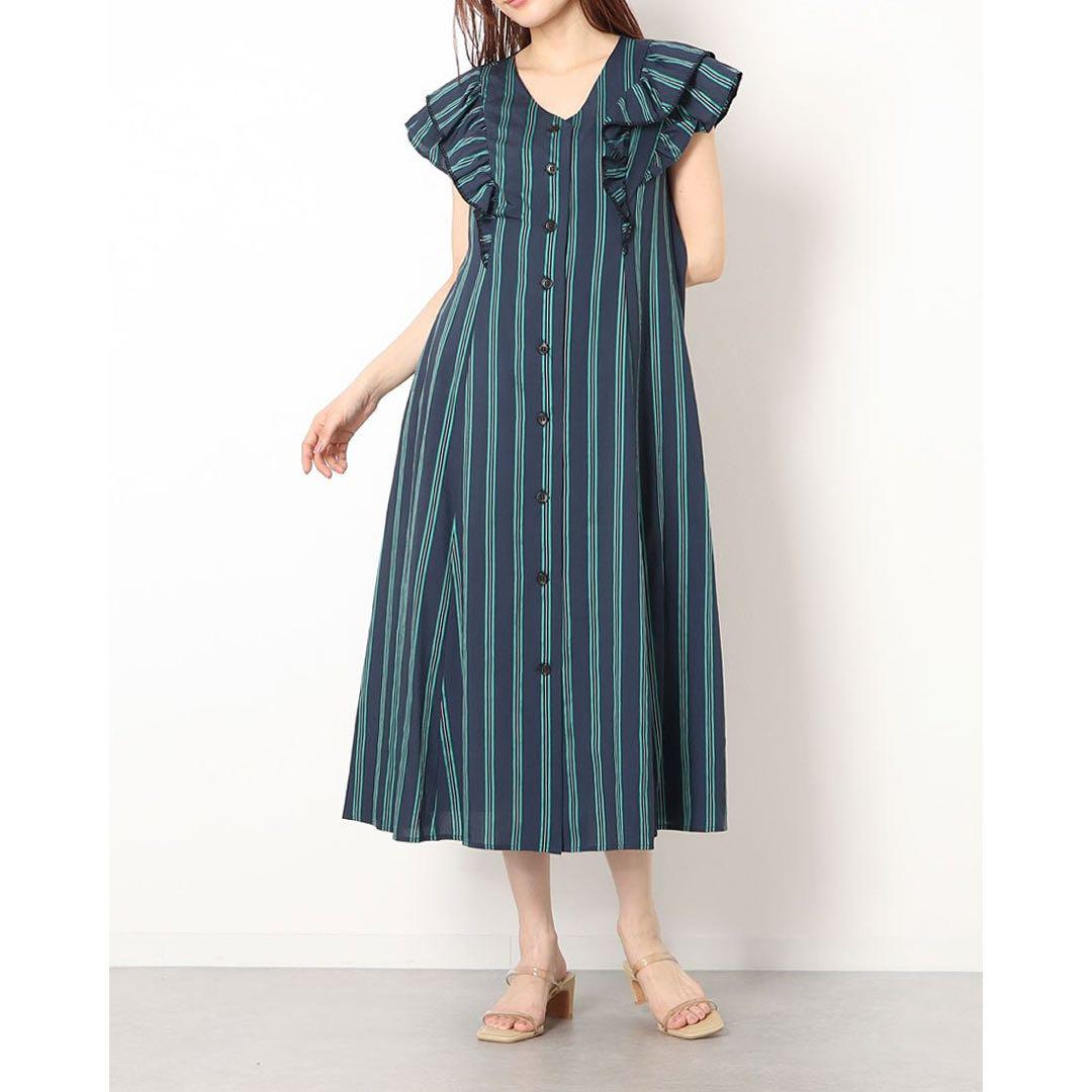 【jusglitty】ストライプ柄フリルワンピース　SIZE0