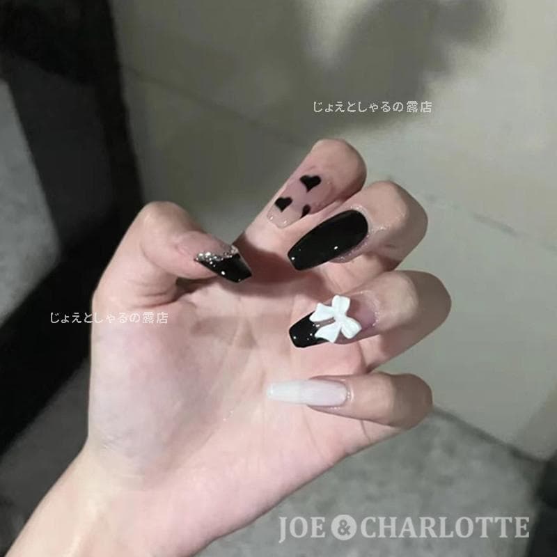 No 47ジェルネイルチップ ハート 3dリボン ビジューフレンチ 白黒ネイル メルカリ No 47ジェルネイルチップ ハート 3dリボン ビジューフレンチ 白黒ネイル メルカリ