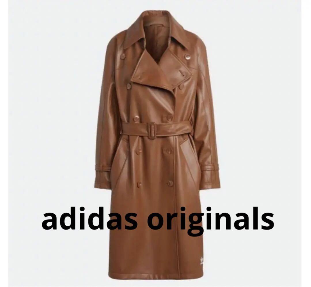 adidas フェイクレザー トレンチコート - メルカリ