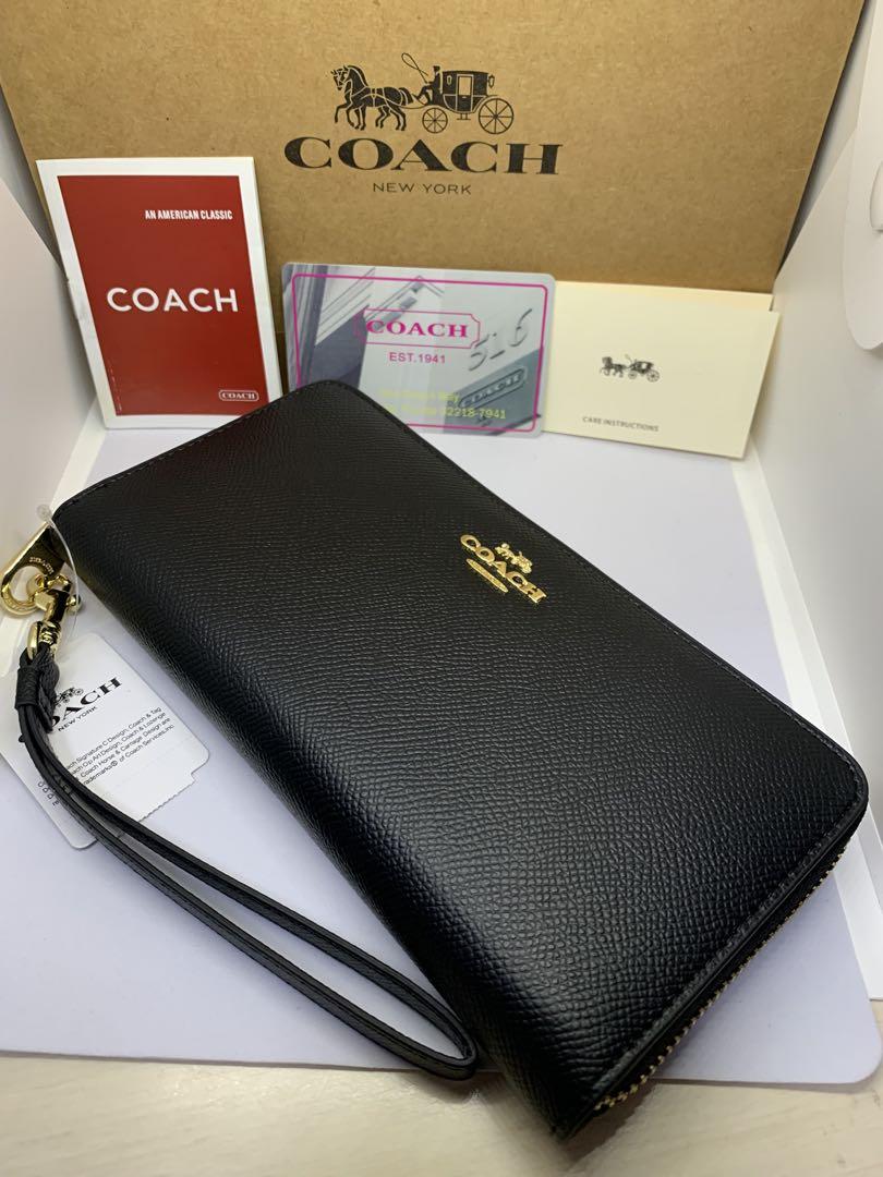 COACH コーチ C3441 長財布 ストラップ付き ブラック IMBLK