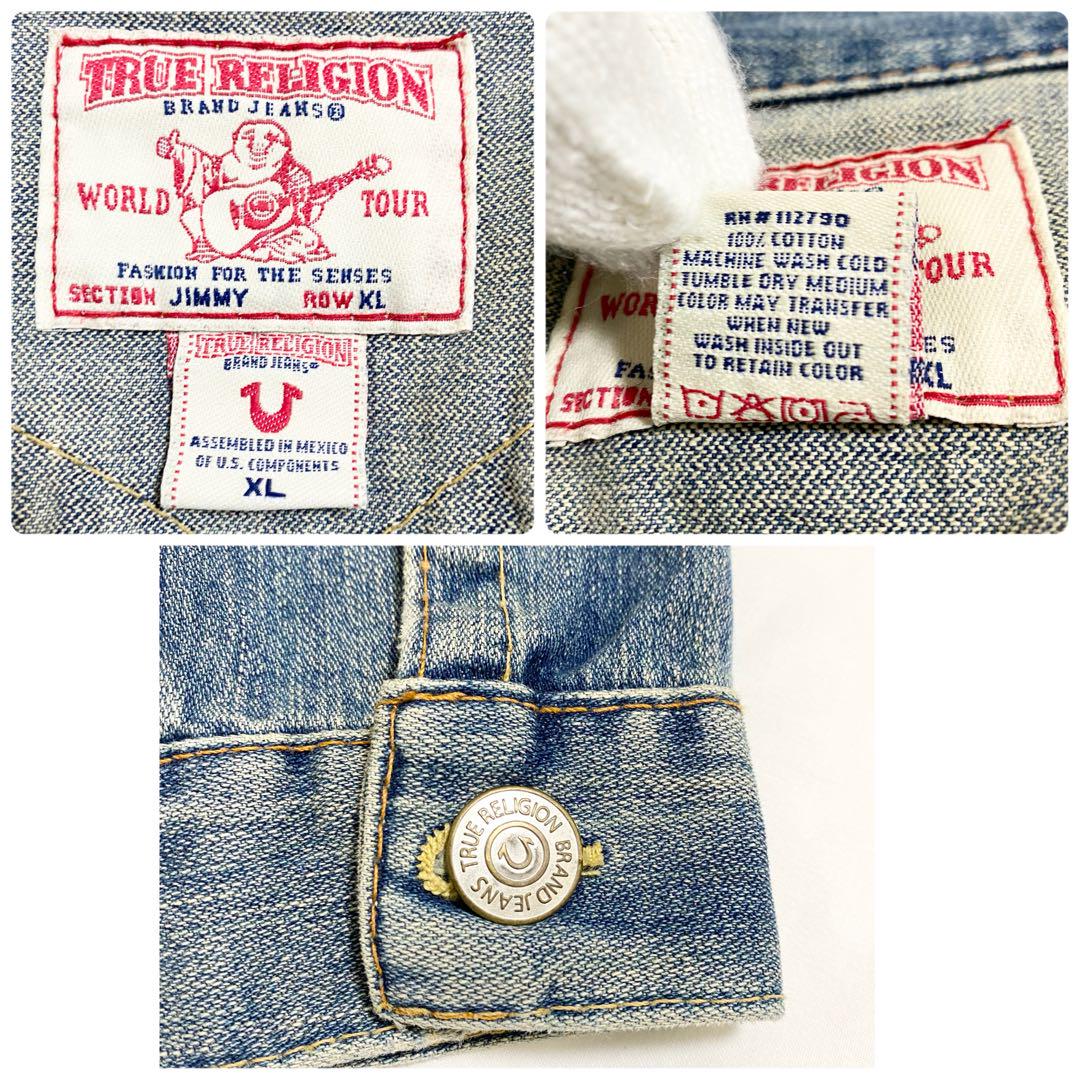 美品】トゥルーレリジョン JIMMY ROW ダメージ加工 Gジャン XL