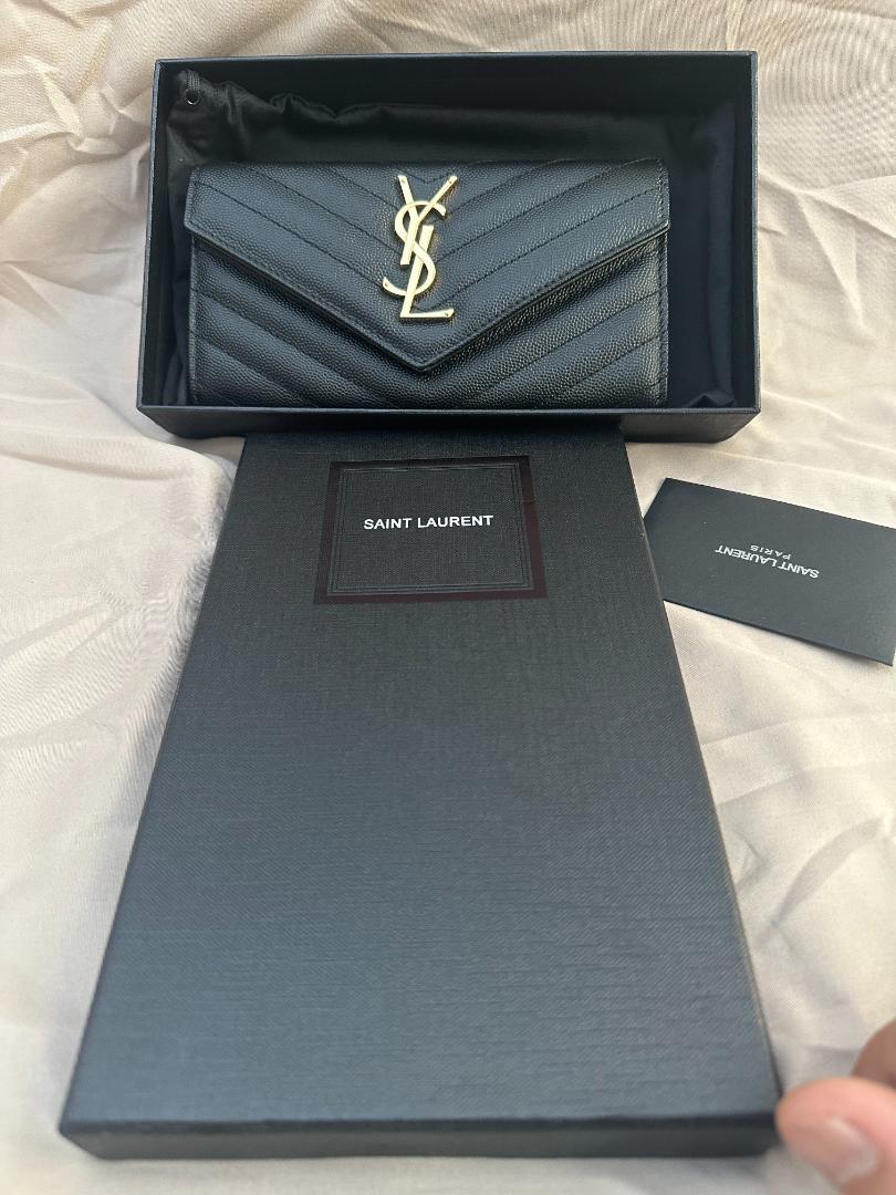✅美品✅ イヴサンローラン YSL 長財布 ブラック 金ロゴ
