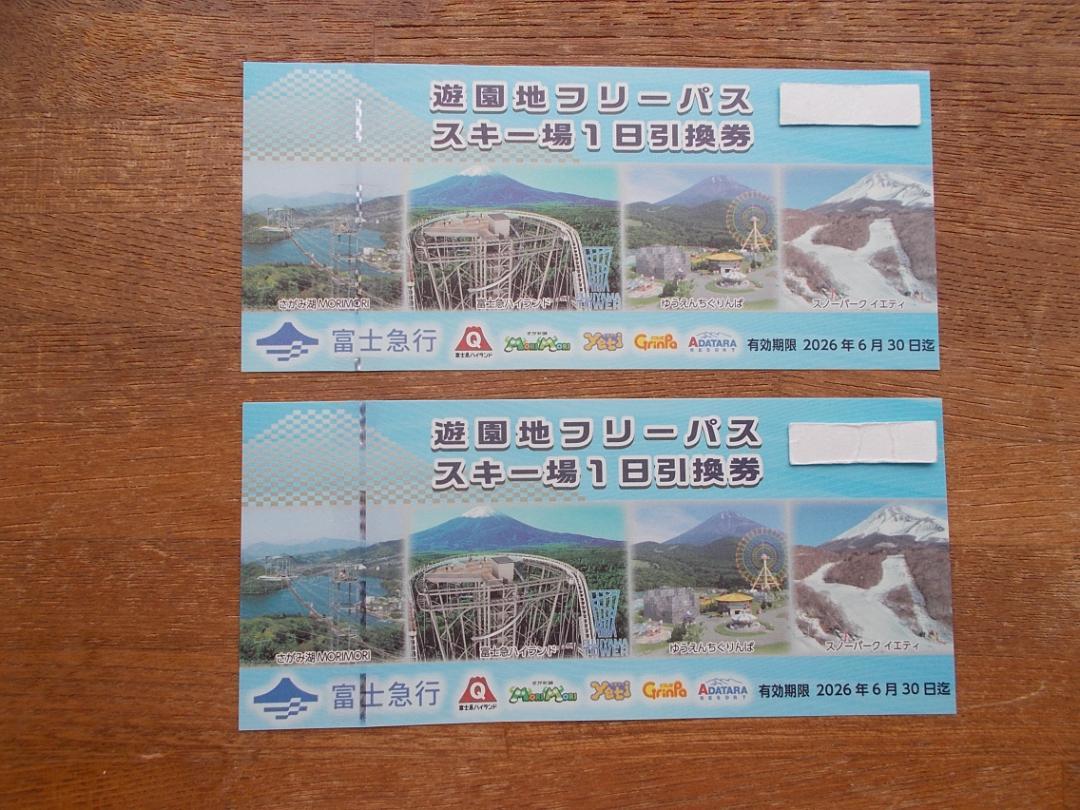 追加可　メルカリ便発送　富士急ハイランド　フリーパス２名分引換券＋優待割引券１冊