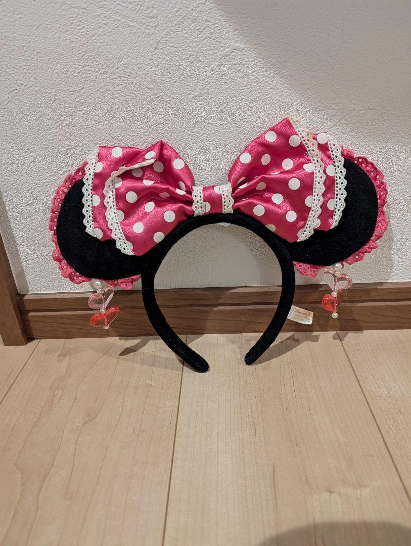 ディズニー　カチューシャ　イヤリング　ミニー　ピンク　ドット