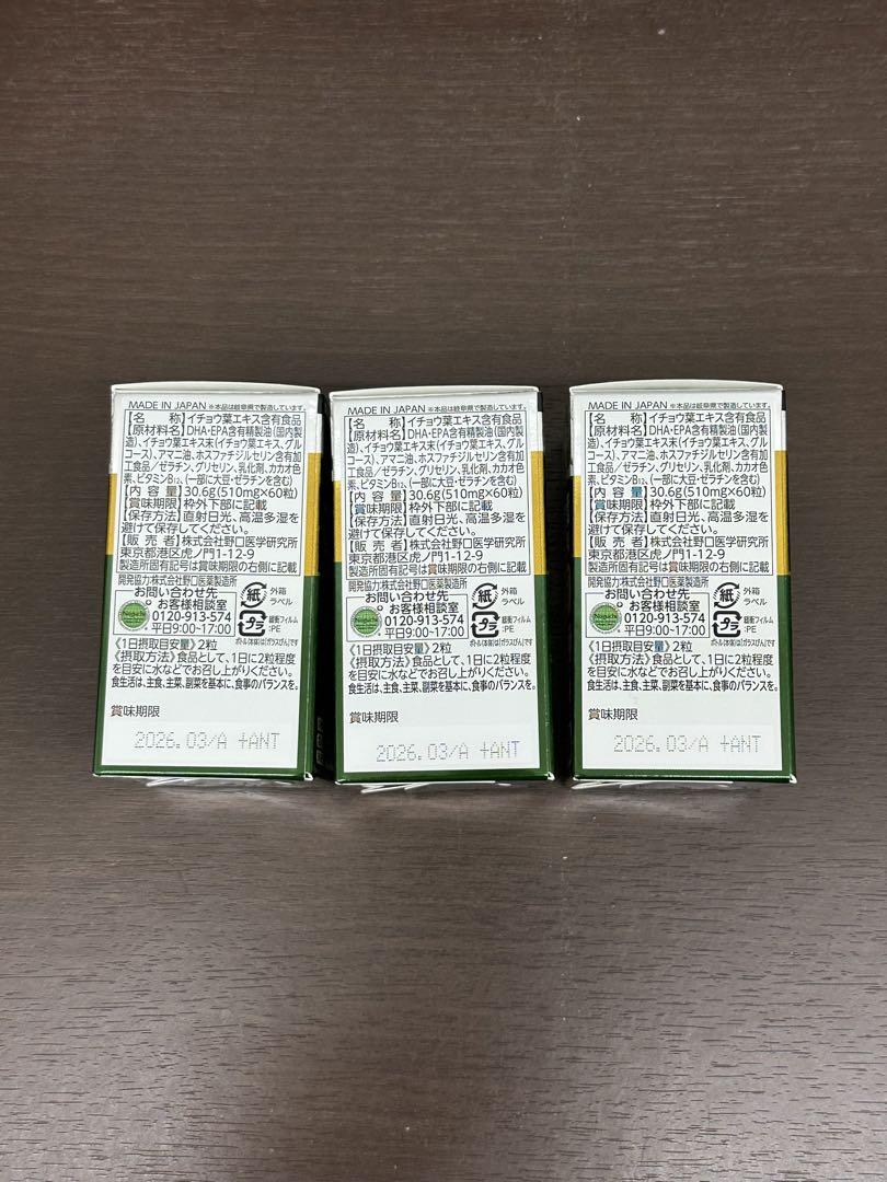 野口医学研究所 イチョウ葉&DHA・EPA 60粒 3個 国内正規品 新品