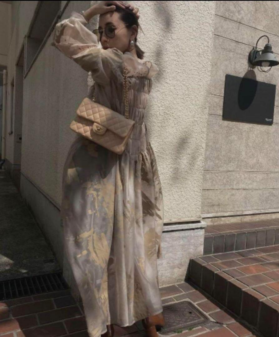 極美品 AMERI RUBBER PAINT ART SHEER DRESS