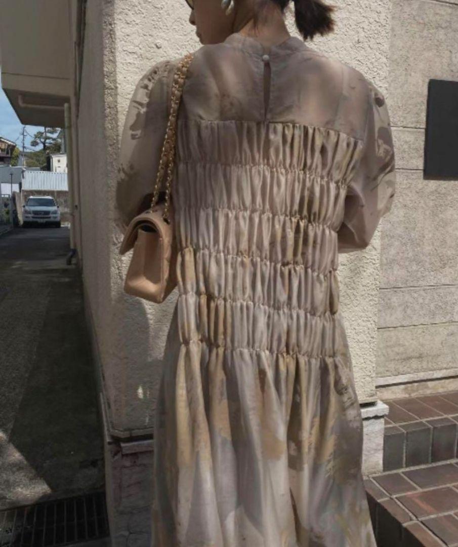 極美品 AMERI RUBBER PAINT ART SHEER DRESS